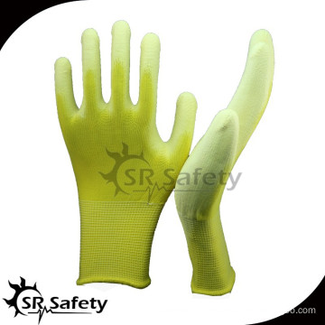 SRSAFETY 13 gauge Seamless Yellow Knitted Glove With PU Coating